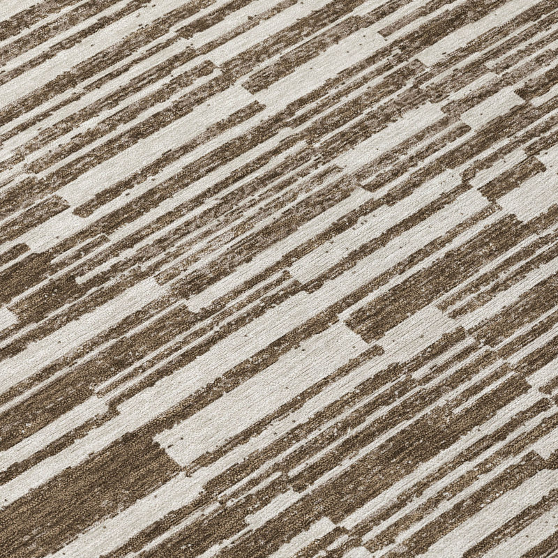 Machine Washable Indoor/Outdoor Chantille ACN2907 Striped Rug, Chocolate, 5' x 7'6"