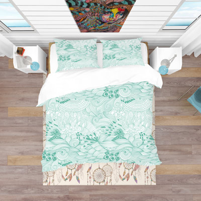 Pattern Abstract with Colorful Ornament - Modern Nautical Duvet Cover Set - Microfiber Polyester