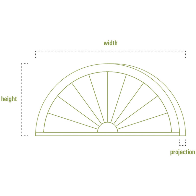Demi-rond signature fronton en uréthane, brun clair apprêté, 46 po x 23 po x 2 po, Aucune, Lisse
