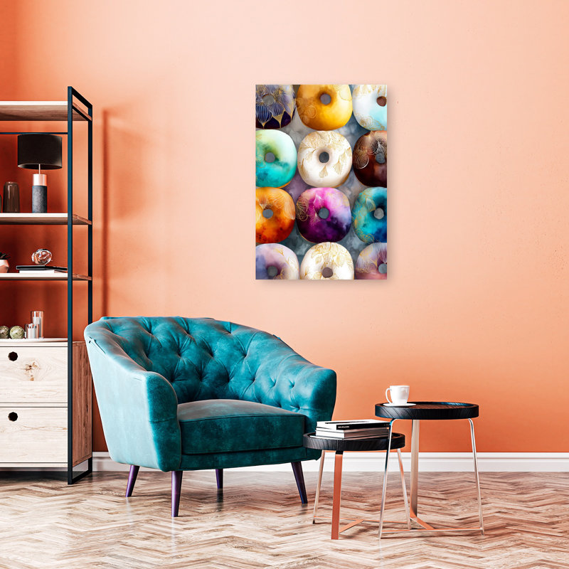 Vibrant Golden Donuts Abstract Colorful Elegant Wall Art Print 1 Piece Wrapped Canvas Wall Art, 91.44cm H x 60.96cm W