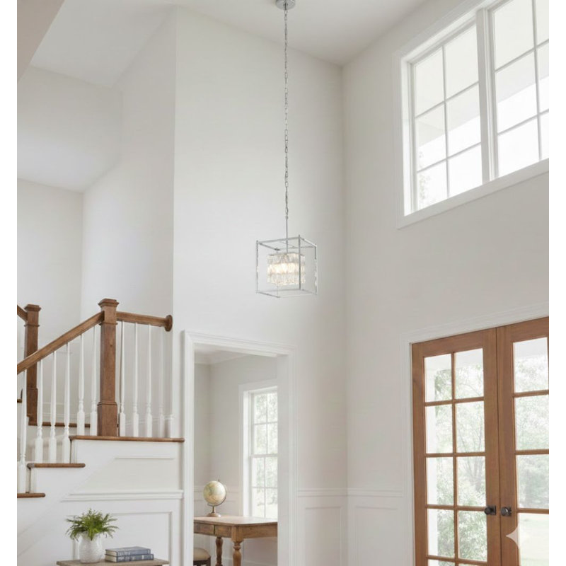 Luminaire suspendu carré simple à 4 lumières Briscoe, H 13,5 po x l 12 po x p 12 po, Chrome