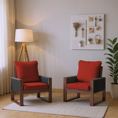 Fauteuils d'intérieur modernes d'extérieur avec structure en bois massif, coussins pour animaux de compagnie à haute résilience pour le patio et le salon