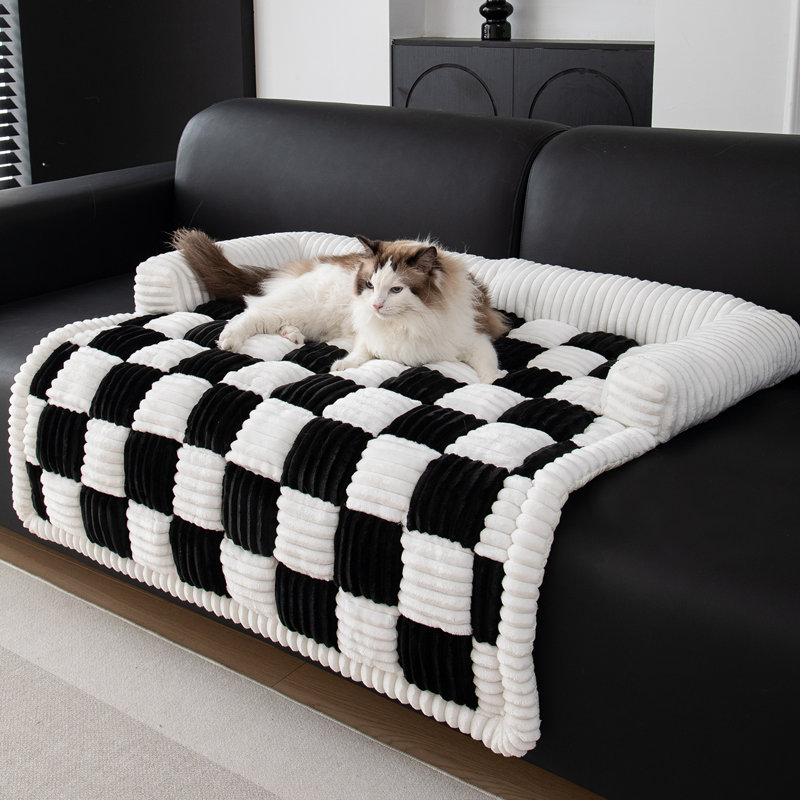 Lit pour chien en flanelle ultra-doux, Noir, noir, noir, noir, H 5,3 po x l 35,5 po x P 35,5 po