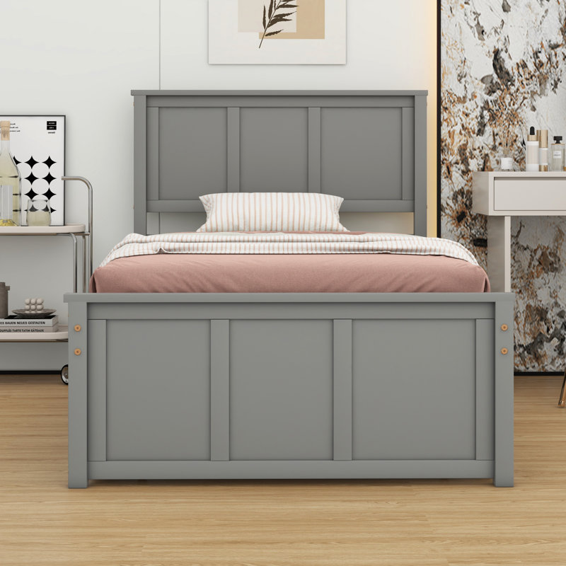 Lit plateforme avec lit gigogne, Gris