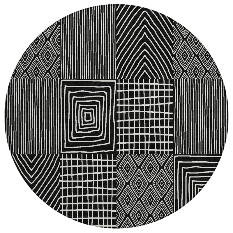 Tapis rond noir 8 po