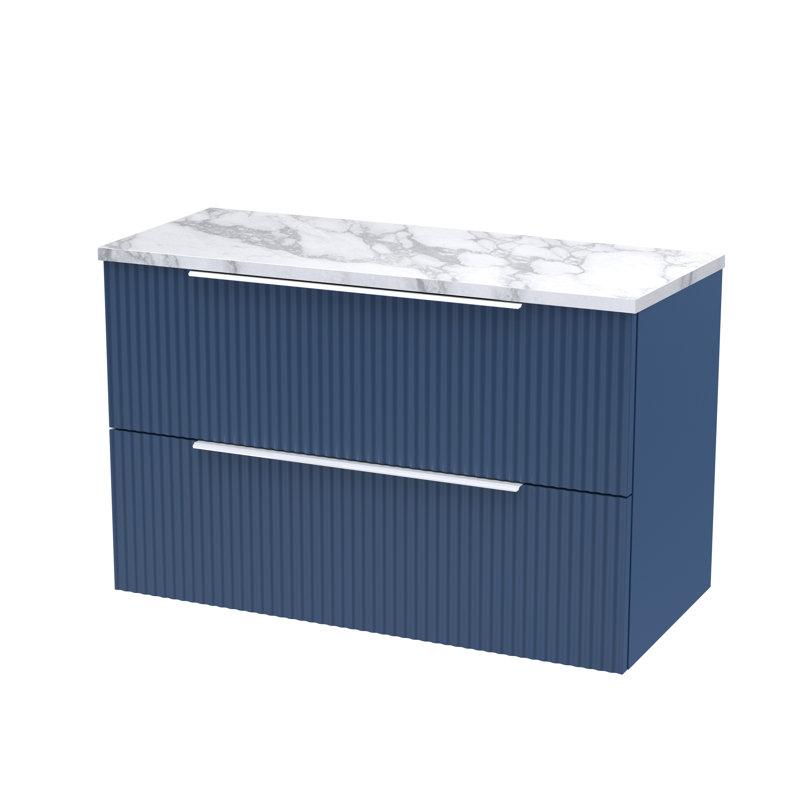 Fluted 80.5cm Single Bathroom Vanity Base Only, Satin Blue