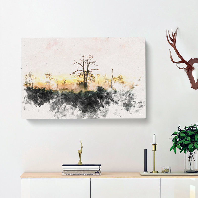 Fog Over Woodland - Wrapped Canvas, 35cm H x 50cm W x 3cm D