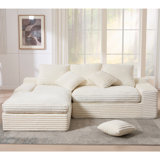 98.82" Upholstered Modular Sofa Corduroy Sofa & Chaise - No Assembly Required