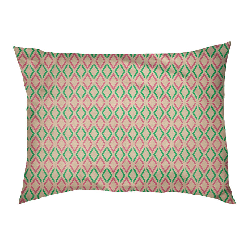 Coussin Byrge, Moyen (L 29,5 po x P19,5 po x H 9,5 po), Rose / Vert / Blanc