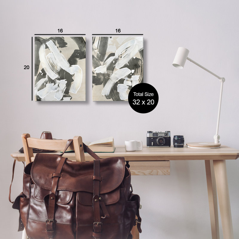  «Neutral Paint Streaks 2 PC», ensemble d'art mural par June Erica Vess, H 20 po x l 16 po