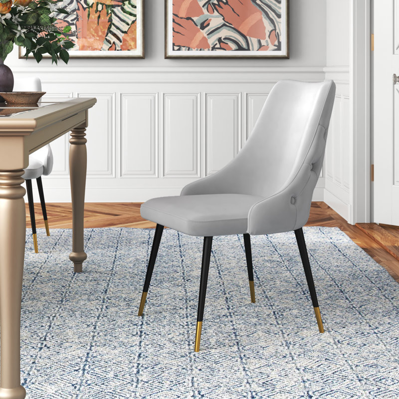 Adorn Button-Tufted Velvet Dining Chair, Light Grey Velvet