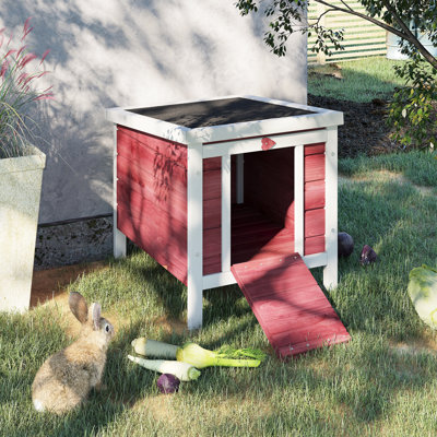 Red Wooden Puppy Cage With Dependable Feature - Suitable For , Guinea Pig And Others Outdoor Protection Rabbit, More