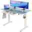 Bureau debout en verre trempé avec tiroir et crochets Omeed Home Office-447263082-446128739