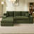 94.5" Corduroy Upholstered Modular Sofa, Compression Foam Bonless Sofa & Chaise with Cupholder and Side Pocket-1750224116