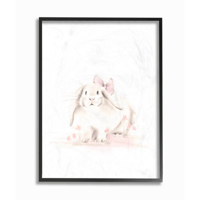 «Hodder Baby Bunny With Pink Bow Oversized Giclee», impression sur papier texturé