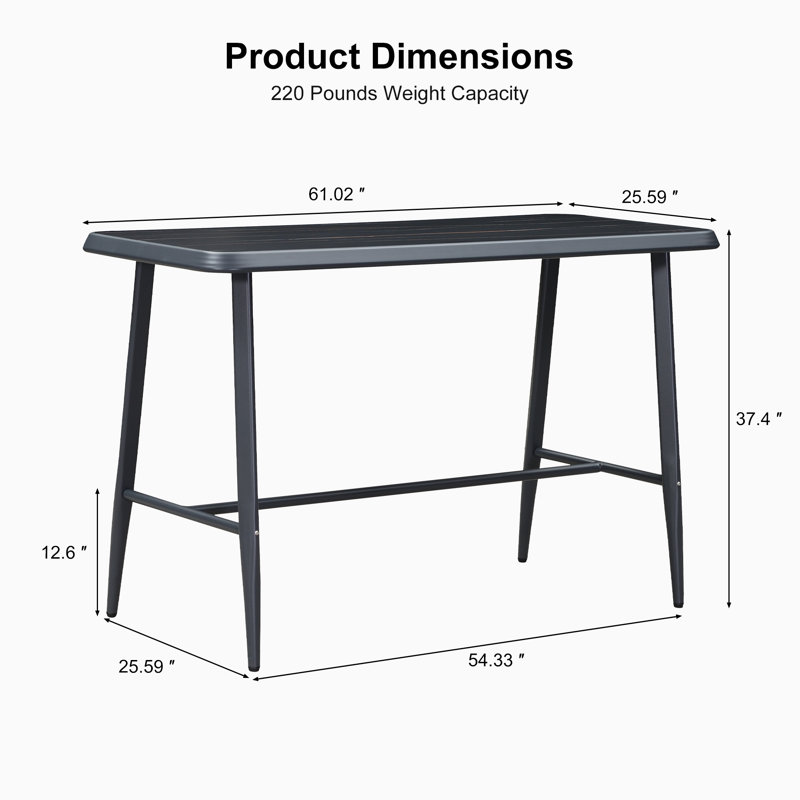 Corrigan Studio® Counter Height Table Patio Rectangular Table Dining Coffee Kitchen Breakfast Bistro Outdoor Pub Bar Table For Garden Balcony