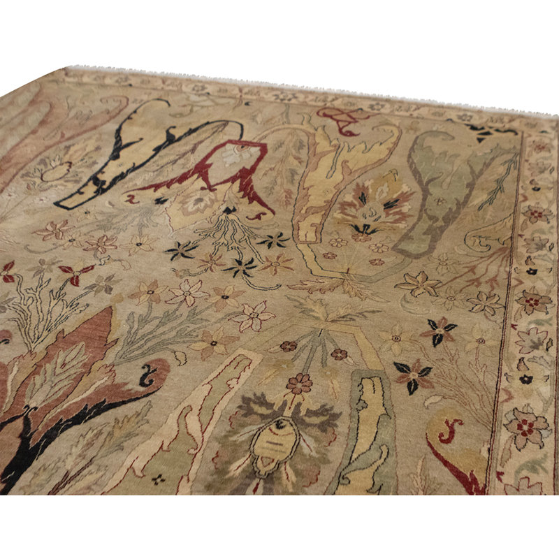 Tapis chameau et ivoire noué à la main de haute qualité