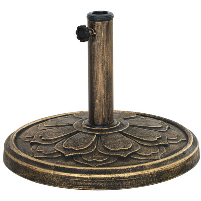Base ronde de parasol de patio, base de support de parasol d'extérieur en résine 26 lb, support de parasol de patio pour poteaux de parasol 1,3 "/ 1,5" / 1,9 "pour l'extérieur, pelouse, bord de piscine, bronze