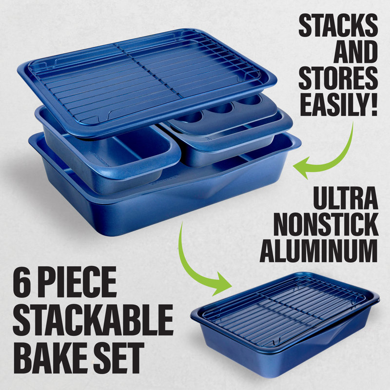 Granitestone Blue 6-Piece Nonstick Stackable Bakeware Set