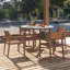 Ensemble de salle à manger 5 pièces pour l'extérieur avec 4 chaises en bois d'acacia Table Table de salle à manger ronde de 47,2 po à lattes ｜ Idéal pour les patios, les jardins, les bords de piscine et les pelouses et à l'intérieur resistance Résistant aux intempéries-1552838725-1552838744