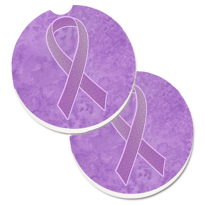 Ceramic Round 2 Piece Car Coaster Set, Light Purple