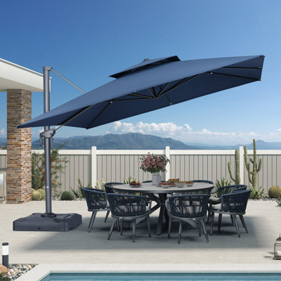 12 Ft Square Cantilever Umbrella Outdoor Patio Umbrella,Ocean Slate