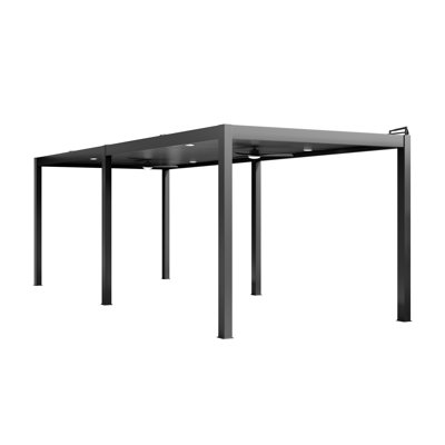 Outdoor Aluminum Louvered Pergola With Solar Light And Fan