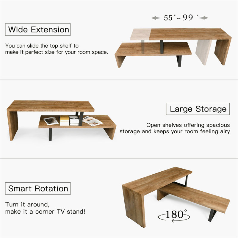 Abdulbaki 88.6''  Open Console Table With Two Separate Engineered Wood Shelve