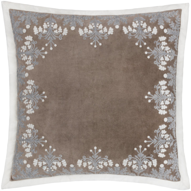 Winter Bloom Square Cushion, Brown