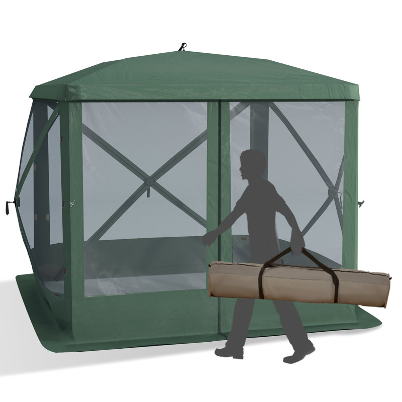 Pavillon de jardin portatif de camping, 7,1 pi x 7,1 pi, avec poteaux et filet de ventilation, pour les activités de plein air