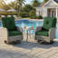 Ensemble de conversation pour patio 2 personnes avec chaises berçantes pivotantes et table en verre trempé-883765837