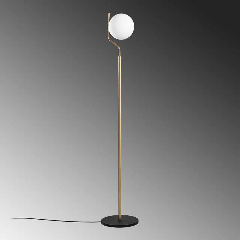 Lampe sur pied glamour dorée, corps en métal, 11,8 x 11,8 x 66,1 pouces | Plaque de base: 11,8 x 0,8 po | Câble de 250 cm avec interrupteur marche / arrêt | Douille de type E27 de 40 W maximum, éclairage parfait pour les salons et les chambres modernes