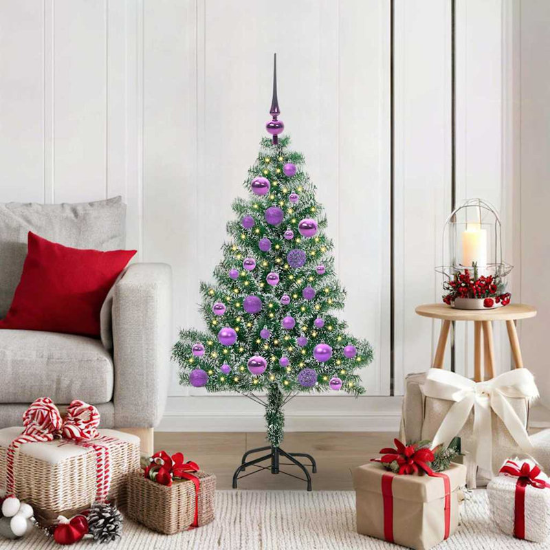 Artificial Christmas Tree Snow Flocked with LED Light, 3.94 ft