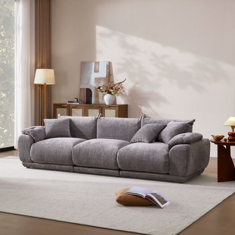 Canapé modulaire 102 po à 3 places modulaire en chenille avec siège amovible 102 po, Gris