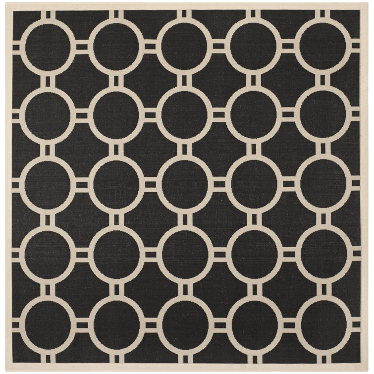 Arneshia Geometric Black/Beige Area Indoor/Outdoor Area Rug