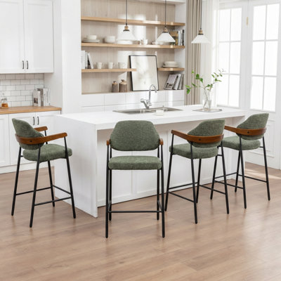 Devane Upholstered Counter Stool With Armrest