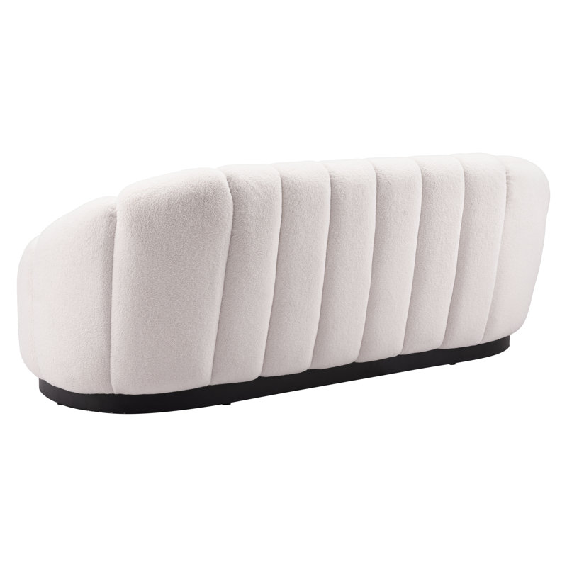 Bhutan Cream Polyester Shearling Modern Stationary Sofa