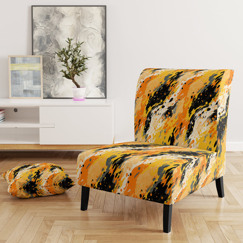 Fauteuil de chambre jaune et noir Painterly Cheeta Print I - rembourré Glam
