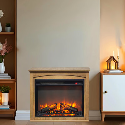 Foyer électrique pour téléviseur multimédia - 5000 pi par heure, 400 pi Surface en pieds chauffés, 11 réglages de température 64F 82F, effet de flamme réaliste, télécommande rouge, double dispositif, aucune installation 28