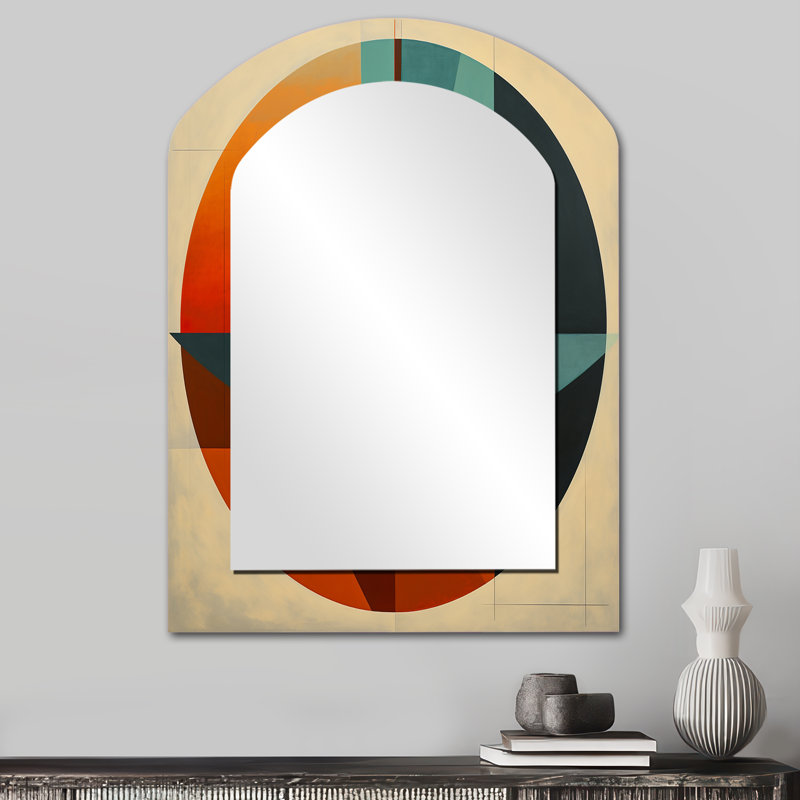 Odyssey Midcentury Retro Abstract Geometrics III - Miroir asymétrique moderne Mid-Century, 34 po x 25 po