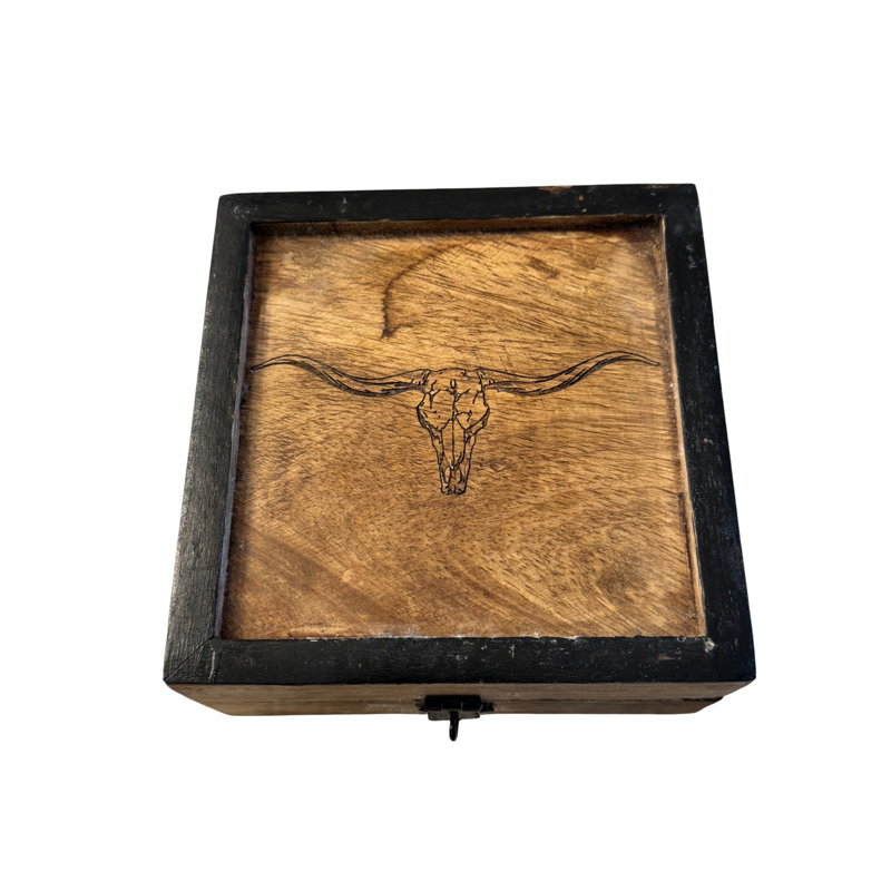 Longhorn Small Box-White Wash