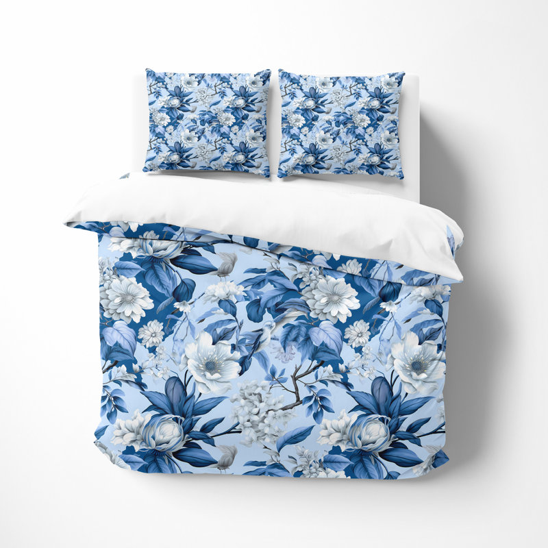 Floral Duvet Cover, King Duvet Cover + 2 King Pillowcases