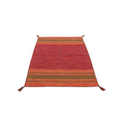 Azizi Striped Hand Woven Cotton Red Rug
