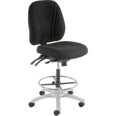 Backed Adjustable Height Ergonomic Lab Stool with Footring Wheels