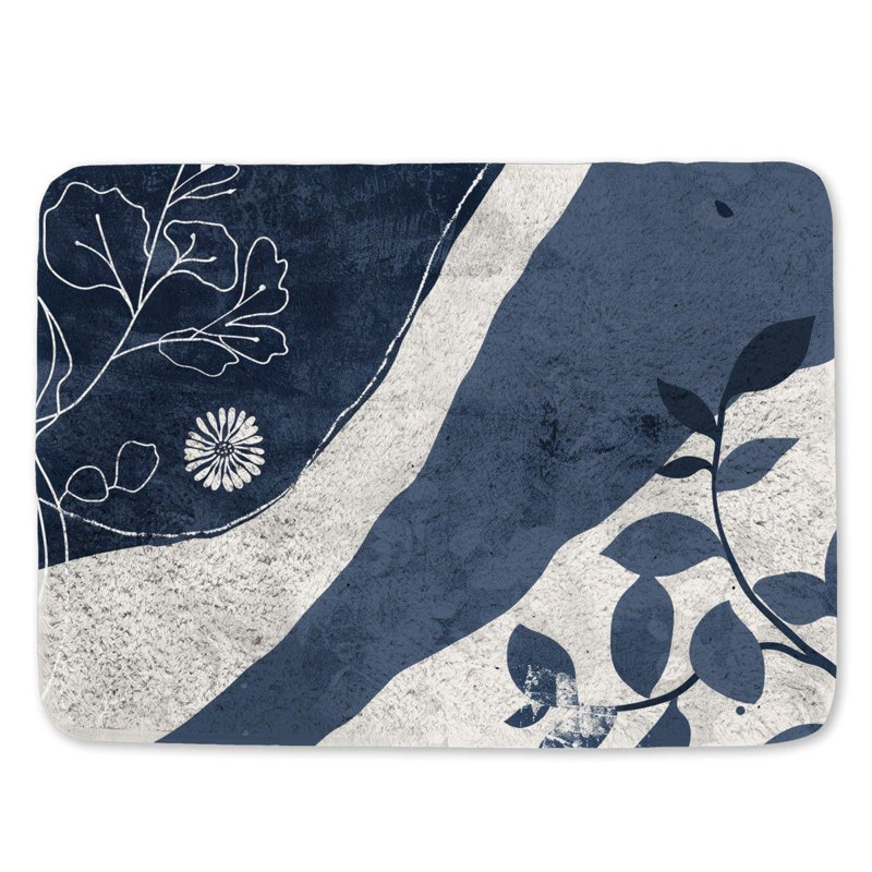 Botanical Bath Mat Nature illustration Bathroom Decor Linear, L 21 po x L 34 po