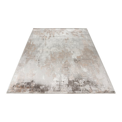 Adallard Uni Machine Woven Taupe Area Rug