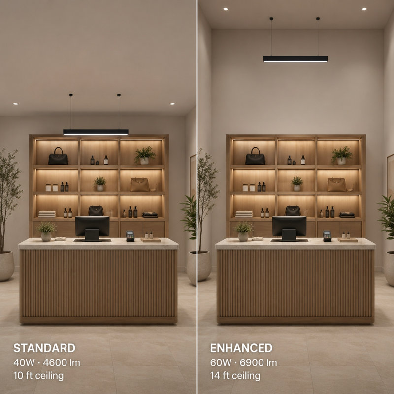 Acies 4FT Dimmable LED Shop Light Color Tempreture Selectable Suspended Lighting for Office, Black, 8, 4600lm