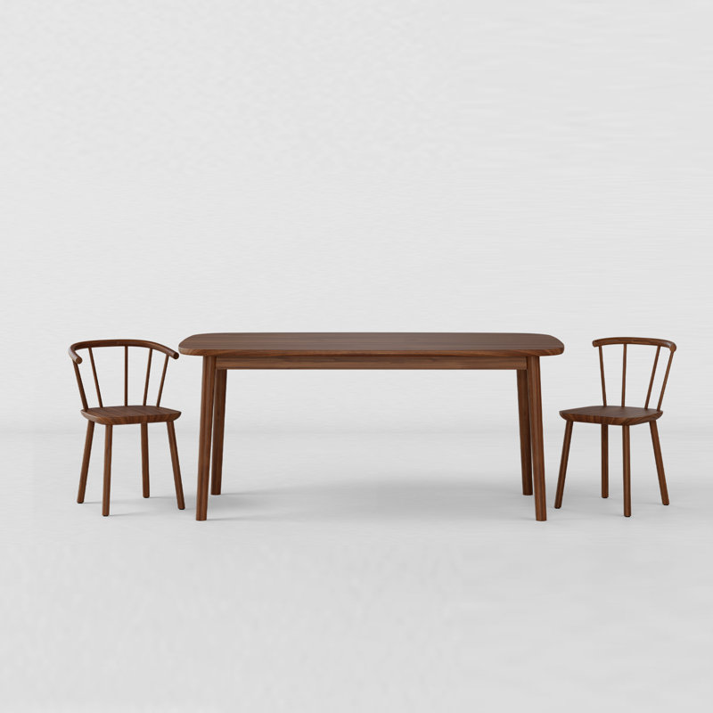 Studio Solid Oak Dining Table, 29" H x 70.75" L x 39.5" D, Walnut Dark