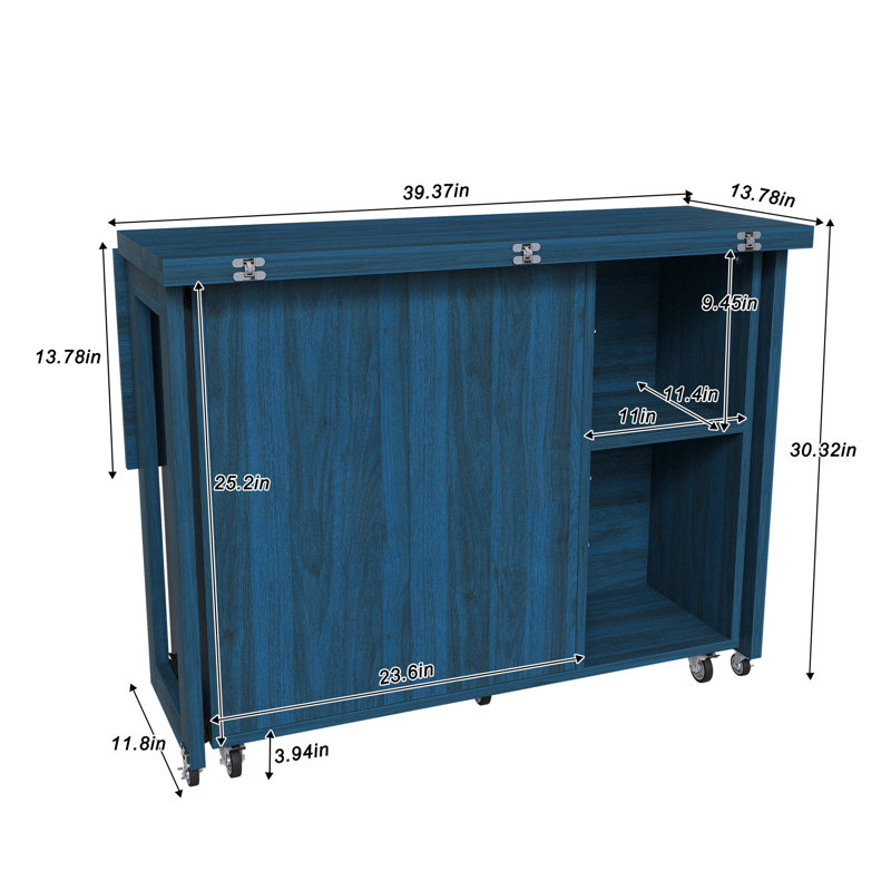 Folding Dining Table with Storage, Navy