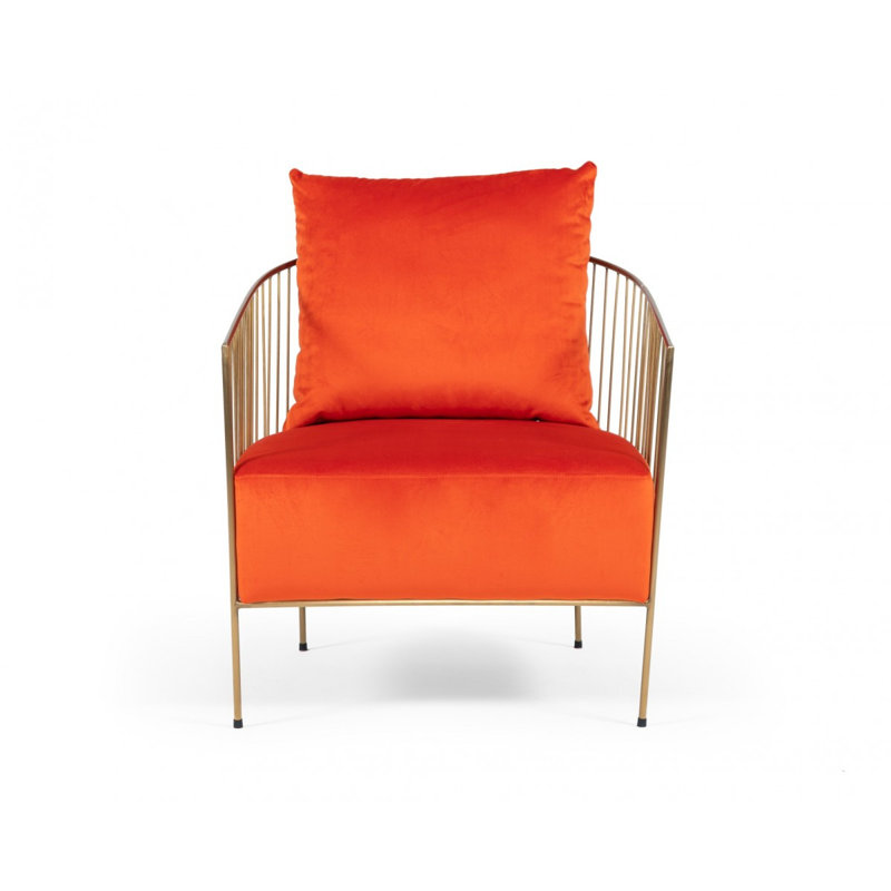  Fauteuil en velours orange avec accents dorés